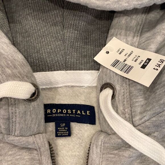 Aeropostale Front Zip Hooded Jacket Grey Unisex Size Small NWT SEE MEASUREMENTS - Picture 2 of 5